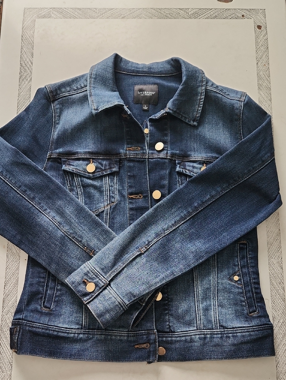 Liverpool Small Dark Blue Denim Jacket with Gold-Tone Buttons